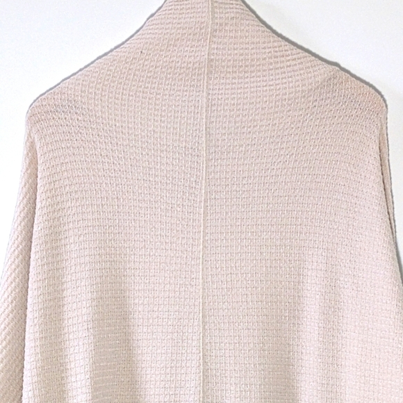 Free People Kitty Thermal Waffle Knit Top Cream Pink Mockneck Long Sleeve Size S - Picture 4 of 11